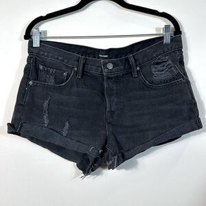 Grlfrnd Revolve Black Distressed Adriana Slouchy Rolled Cuff Cotton Women 27